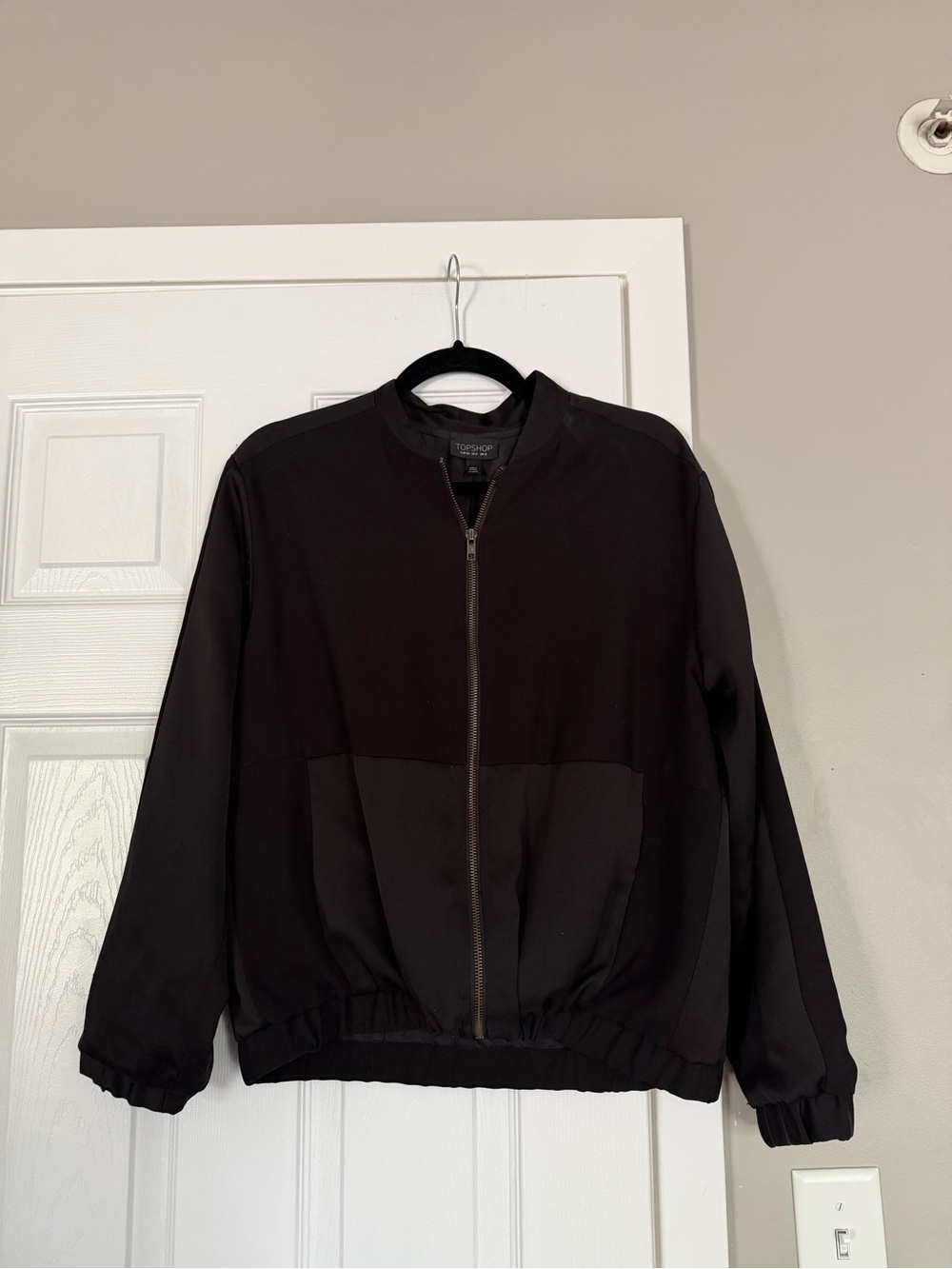 Topshop Black Full Zip Bomber Jacket